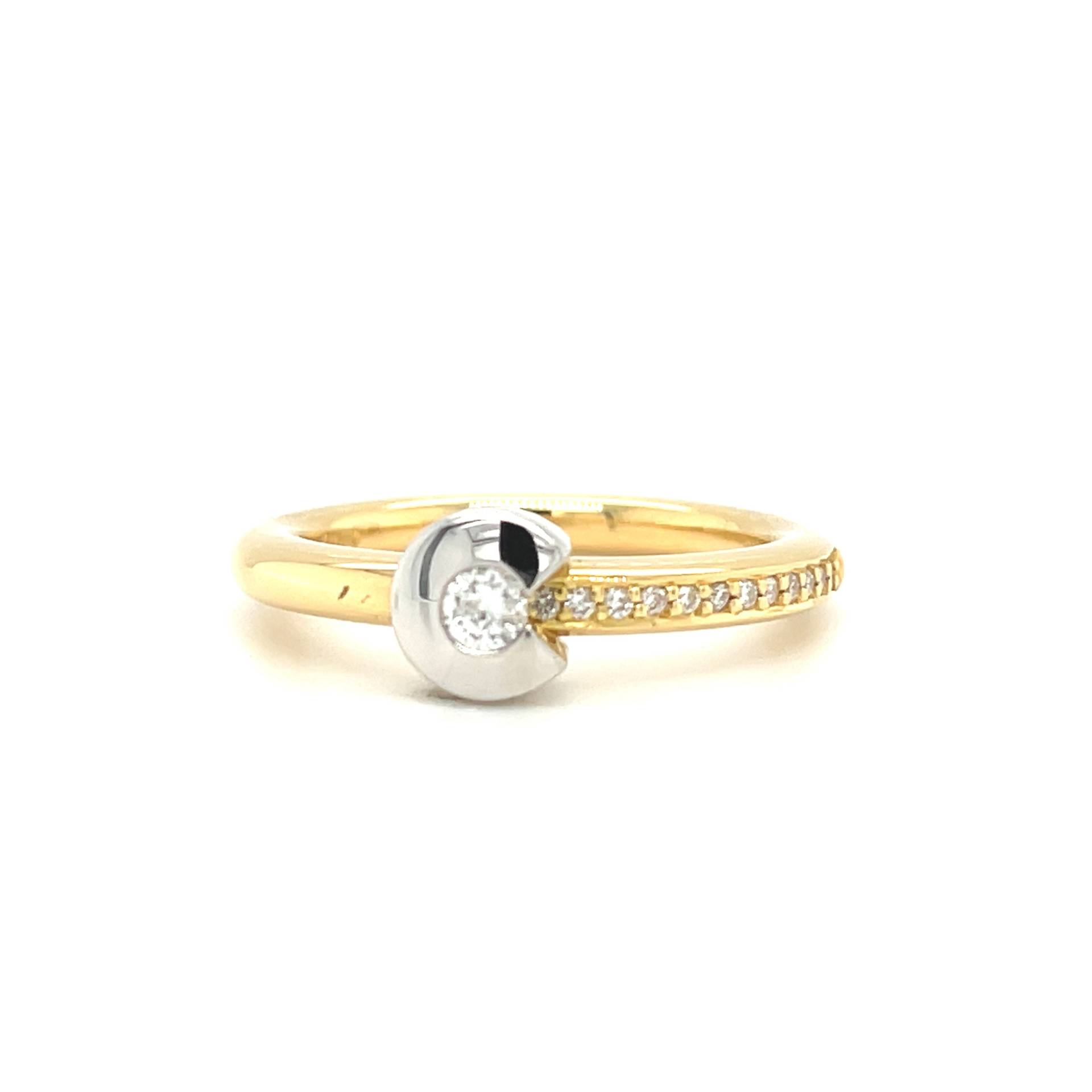 Vor-Besitz18Ct Gelbgold, Rub Over Diamant Und Korn Set Ring, Verlobung/Kleid Solitär 0, 12 Uk Markenzeichen, Größe N von Coolrocksjewellery