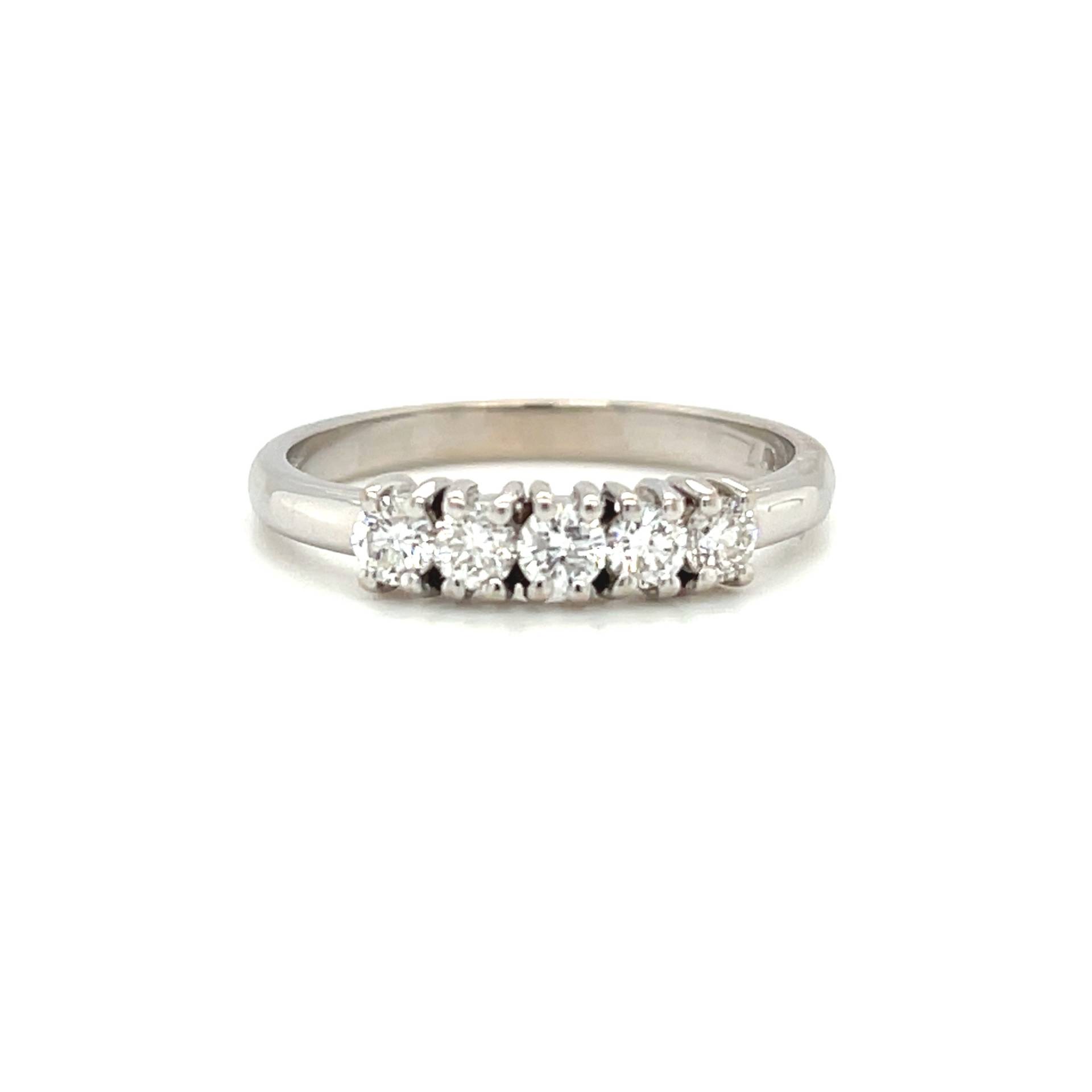 Vor-Besitze 18Kard Weißgold Diamant-Ring, Fünf Runde Brillante Geschnitten Diamanten, Diamant Gewicht 0, 35 Ct, Uk Markenzeichen, Handgefertigt von Coolrocksjewellery