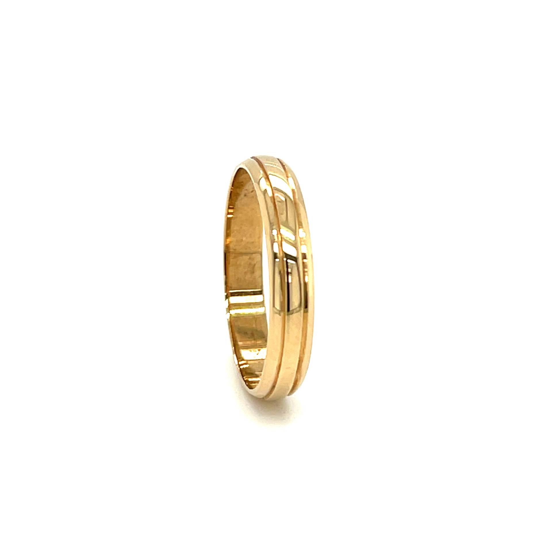 Vor-Besitze 9Ct Gelbgold 3mm Groove Edge, Ehering/Kleid Ring, Handgefertigt, Uk Markenzeichen, Größe L Und M von Coolrocksjewellery