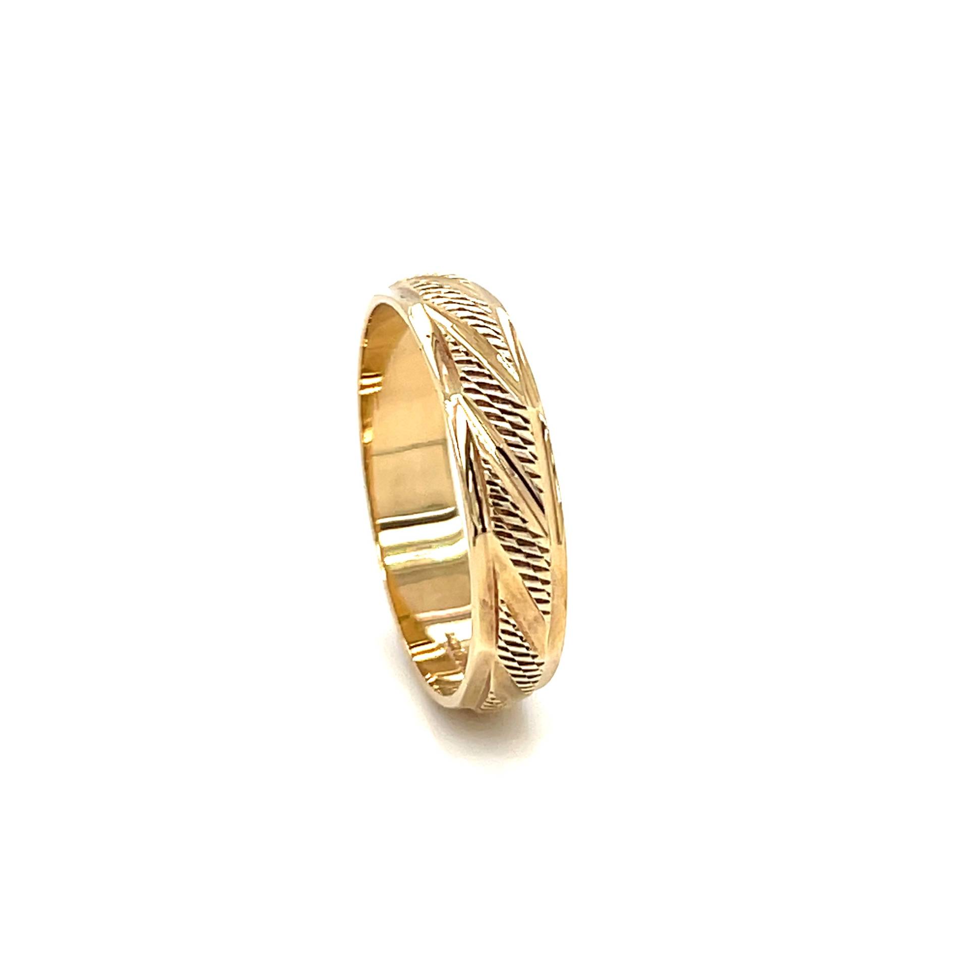 Vor-Besitze 9Ct Gelbgold 4mm Diamant Geschnitten Stil, Ehering/Kleid Ring, Handgefertigt, Uk Markenzeichen, Größe M von Coolrocksjewellery