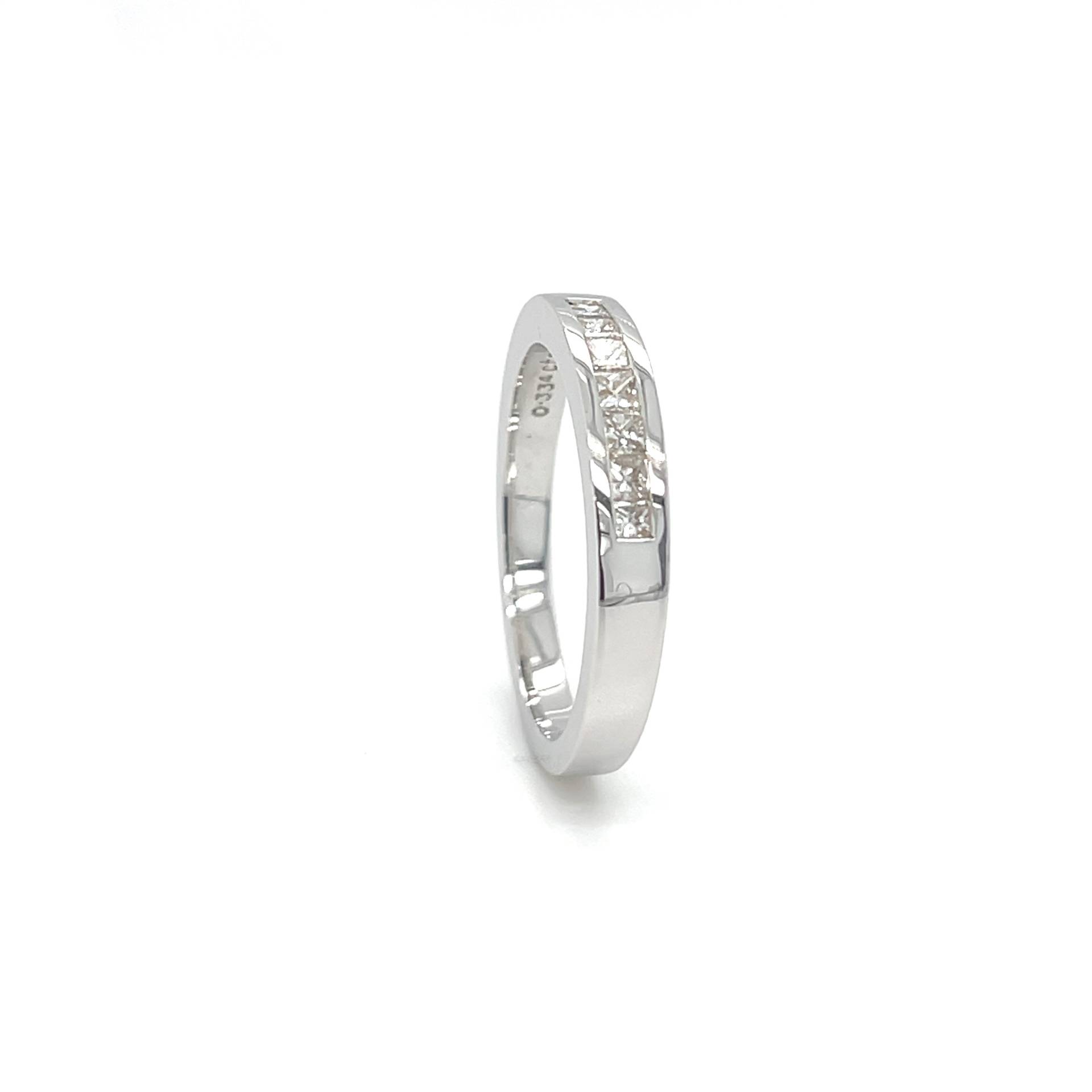 Vor-Eigene 18Ct Weißgold Prinzessin Geschnitten Diamant Ewigkeit/Ehering, 7 Diamanten 0, 33 Ct, Uk Markenzeichen, Größe N von Coolrocksjewellery