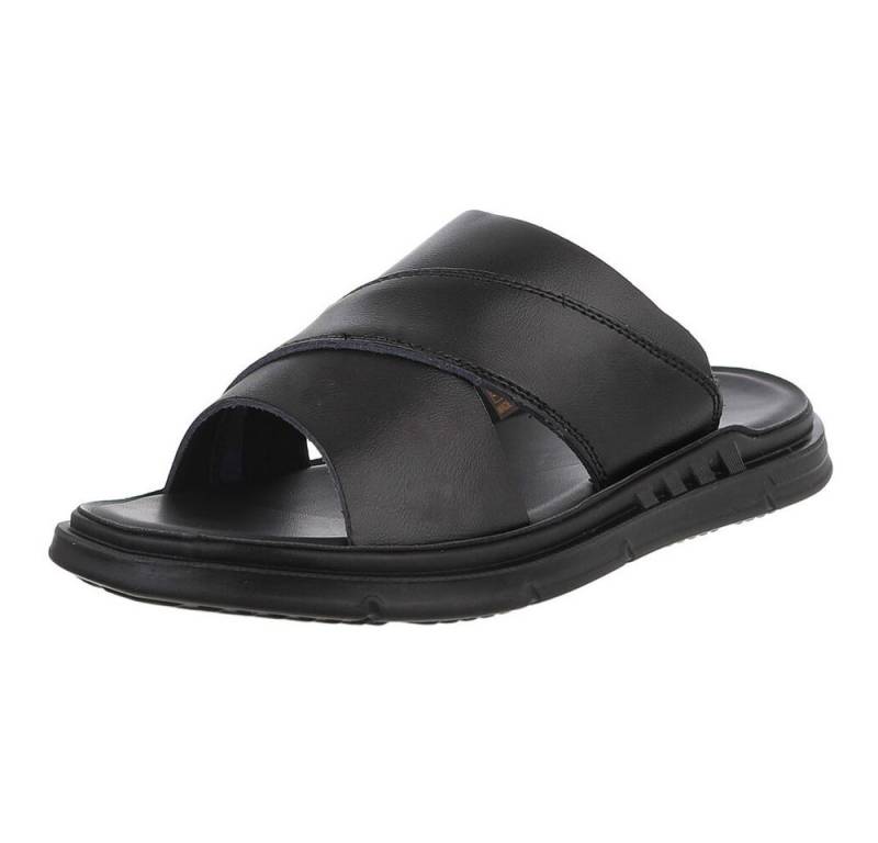 Coolwalk Echtleder Bequeme Herren-Sandalen mit Kreuzband schwarz für Freizeit Sandale (89543907) Flach Freizeitschuhe in Schwarz von Coolwalk