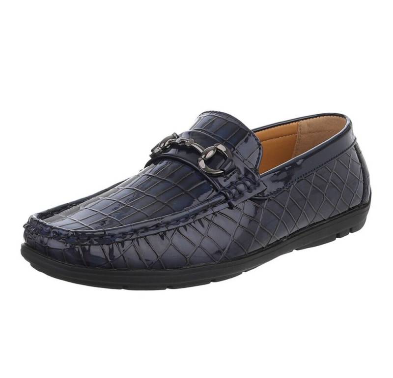 Coolwalk Eleganter Mokassin mit Kroko-Prägung für Herren Slipper (90112446) Flach Slipper in Dunkelblau von Coolwalk