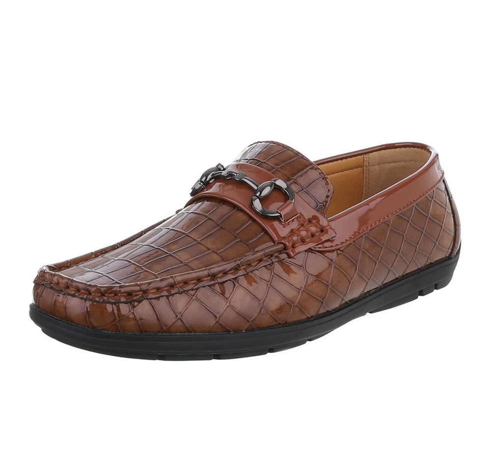 Coolwalk Eleganter Mokassin mit Kroko-Prägung für Herren Slipper (90112451) Flach Slipper in Camel von Coolwalk