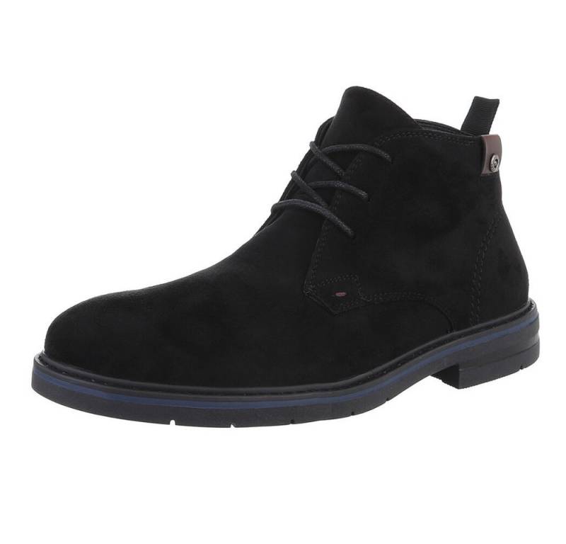 Coolwalk Herren Schnürschuh aus weichem Material mit Komfortdesign Stiefelette (90503708) Blockabsatz Boots in Schwarz von Coolwalk