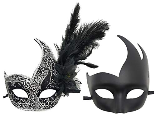 Coolwife Maske für Paare, Maskenball, Feder, Karneval, Venezianer, Cosplay, Kostüm, Party, Ball - - Einheitsgröße von Coolwife