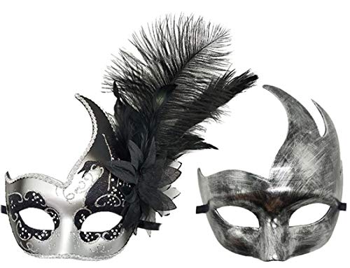 Coolwife Maske für Paare, Maskenball, Feder, Karneval, Venezianer, Cosplay, Kostüm, Party, Ball - - Einheitsgröße von Coolwife