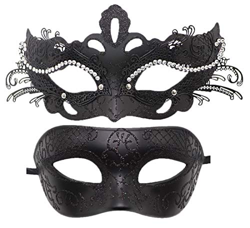 Coolwife Maskenmaske, Metall, venezianisch, Karneval, Party, Abend, Abschlussball, Kostüm, Maske - Schwarz - Einheitsgröße von Coolwife