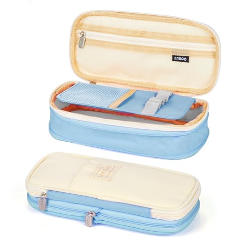 Coolzon Federmäppchen Groß, Erweiterbar Mäppchen Mädchen Teenager mit Großer Kapazität, Federmäppchen Für Kinder Junge Studenten Erwachsene Federtasche Mädchen, Himmelblau von Coolzon