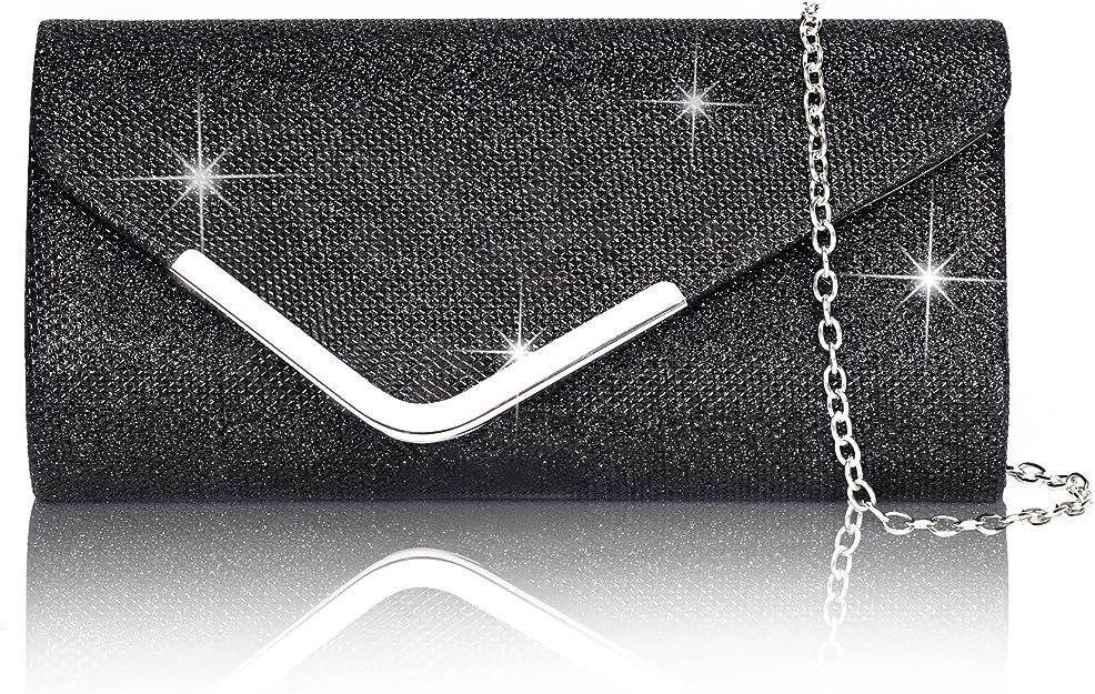 Coonoor Abendtasche Damen Glitzer Abendtasche Umschlag Clutch Kette Abnehmbar (1-tlg), Einfach und großzügig von Coonoor