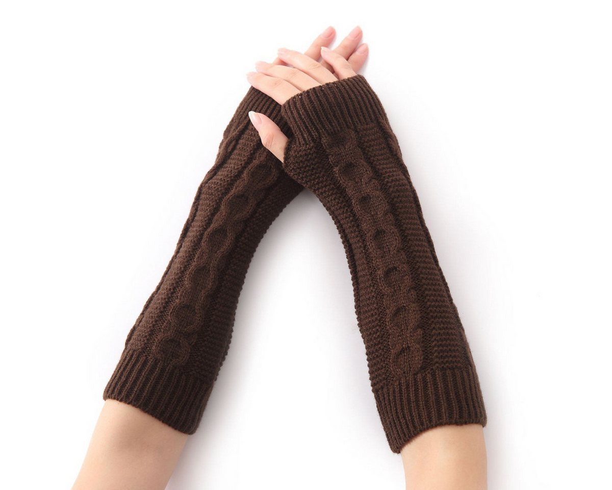 Coonoor Armstulpen Armstulpen Damen Wolle Pulswärmer Strick Halb Fingerlose Handschuhe Gestrickte Handstulpen Unisex Winterhandschuhe Wärmer Armwärmer von Coonoor