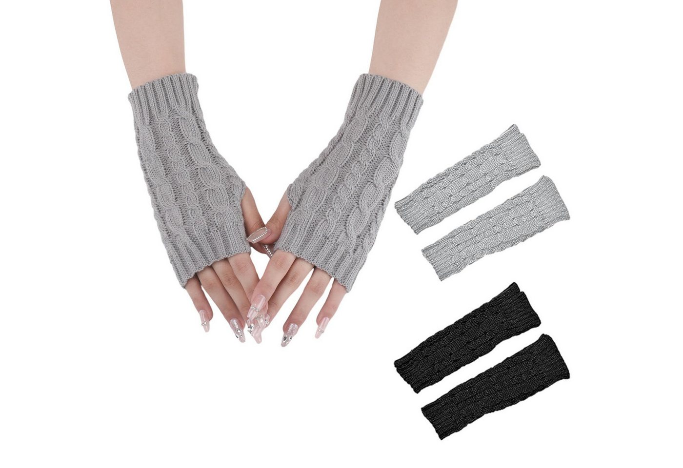 Coonoor Armstulpen Winter Fingerlose Handschuhe Unisex Warm Weiche Strickhandschuhe von Coonoor
