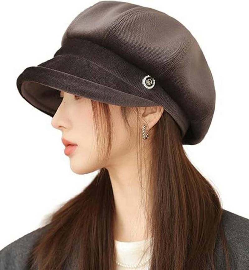 Coonoor Baskenmütze Damen Baskenmütze mit Schirm,Schirmmütze,Damen Winter-Ballonmütze von Coonoor