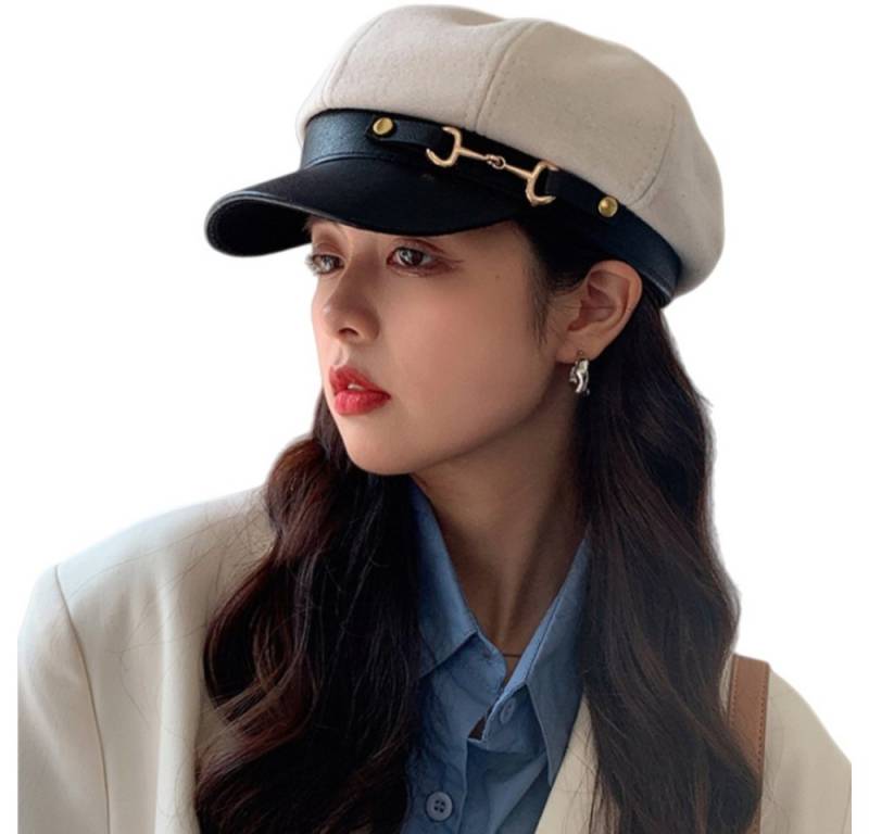 Coonoor Baskenmütze Damen Retro Barett Winter Mütze Newsboy mit Schirm Cap Bakerboy für Frühling/Herbst/Winter von Coonoor