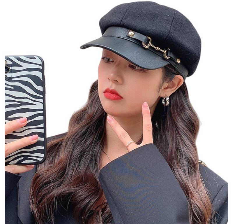 Coonoor Baskenmütze Damen Retro Barett Winter Mütze Newsboy mit Schirm Cap Bakerboy für Frühling/Herbst/Winter von Coonoor