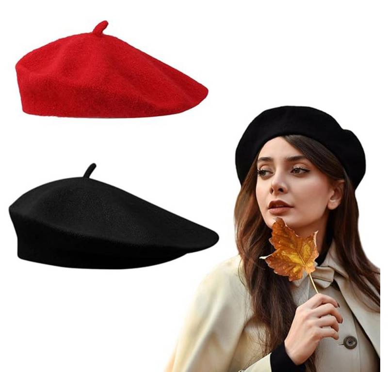 Coonoor Baskenmütze Französischer Stil Barett, Damen Baskenmütze, Klassishe Barett Ganzjährig tragbar,Einheitsgröße( 56-58cm) von Coonoor