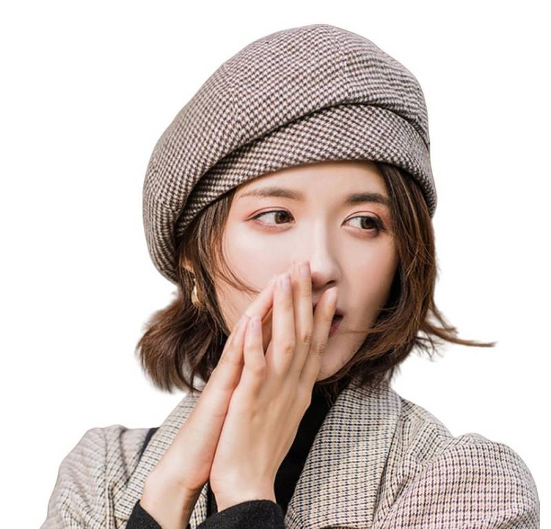 Coonoor Baskenmütze Winter Barett Cap Damen Koreanisch Stil Frauen Barette Wintermütze für Frühling/Herbst/Winter von Coonoor