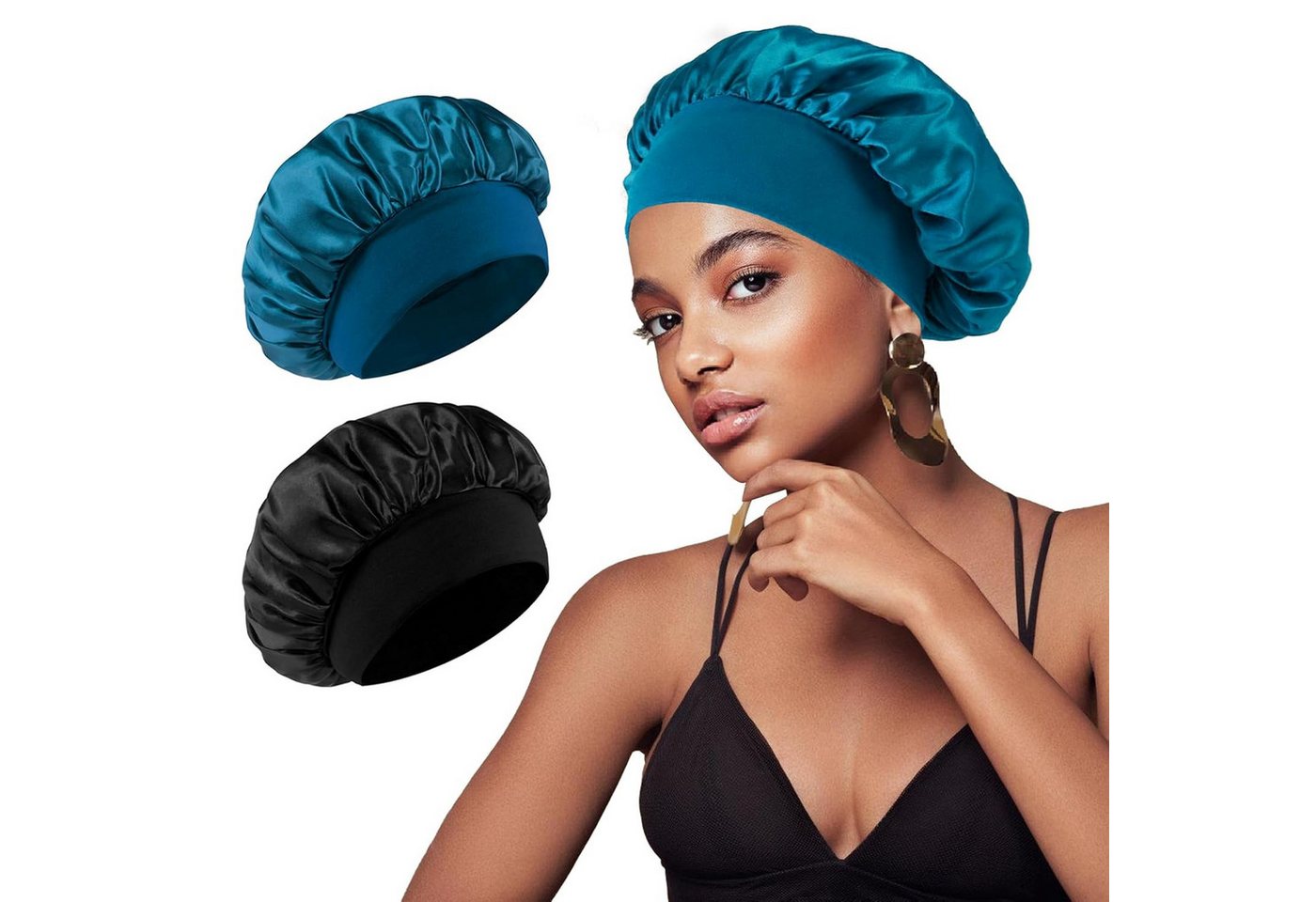 Coonoor Duschhaube 2/4 Stück Haarhaube Bonnet Verstellbarem Schlafhaube für Damen Herren von Coonoor