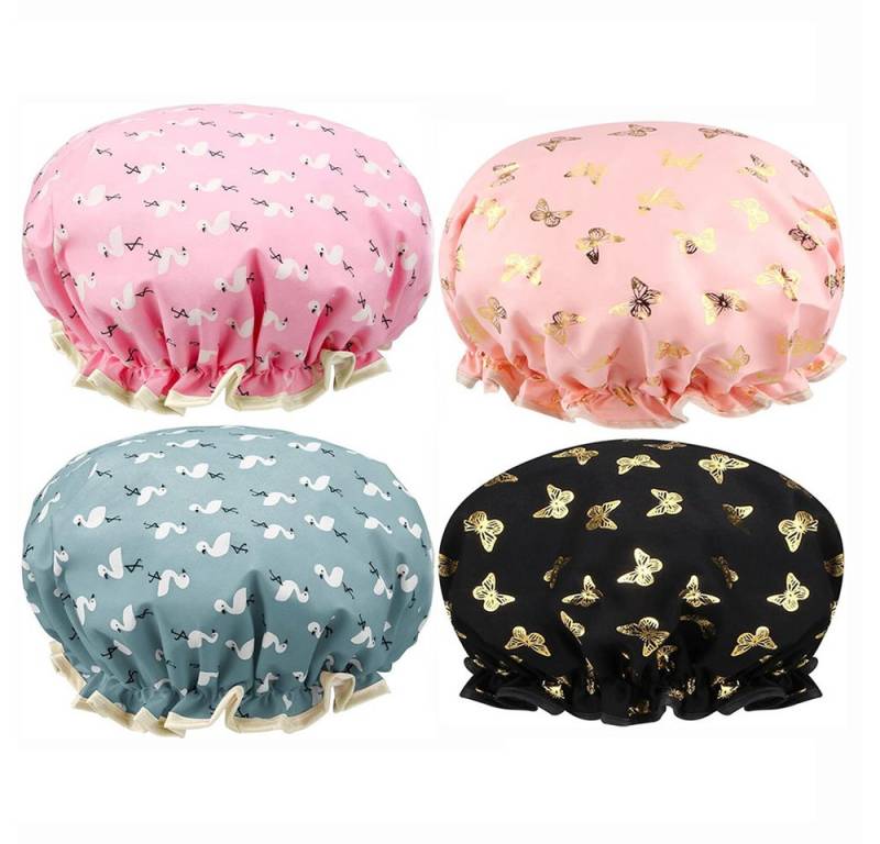 Coonoor Duschhaube 4 Stück Damen Wasserdichte Duschhaube,Wiederverwendbare Duschkappe (4 St) von Coonoor