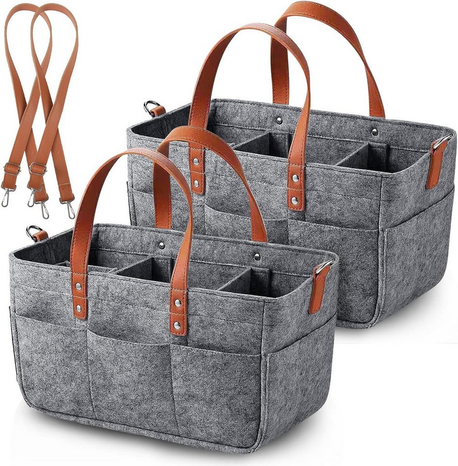 Coonoor Einkaufskorb Faltbarer Filz‑Einkaufskorb 16 L mit Fächern – Shopper für Picknick, 30 kg Tragkraft, Abnehmbare Fächer, 1 Stück von Coonoor