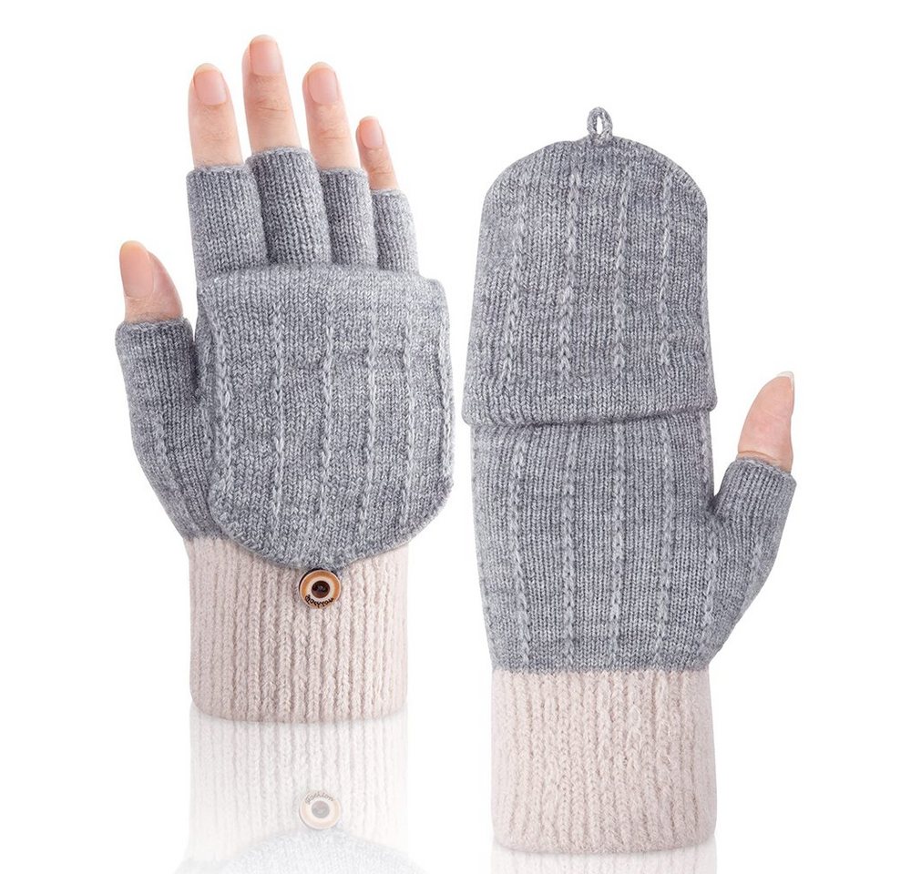 Coonoor Strickhandschuhe Fingerhandschuhe mit Flip-Top Strick Thermohandschuhe von Coonoor