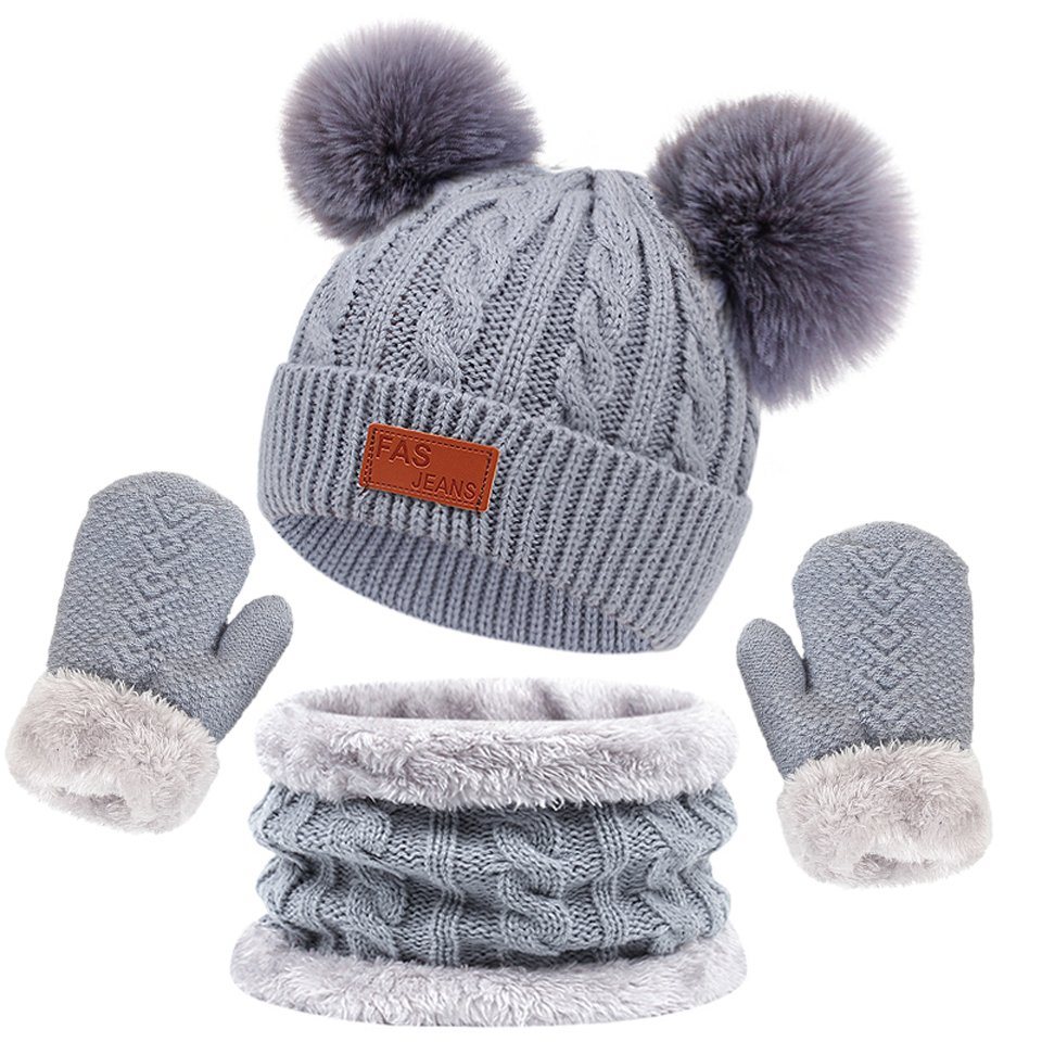 Coonoor Filzhut Kinder Mütze Schal Handschuhe Set (3-St) Niedliches Design Geeignet fur 1-4 Jahre alte Kinder Unisex von Coonoor