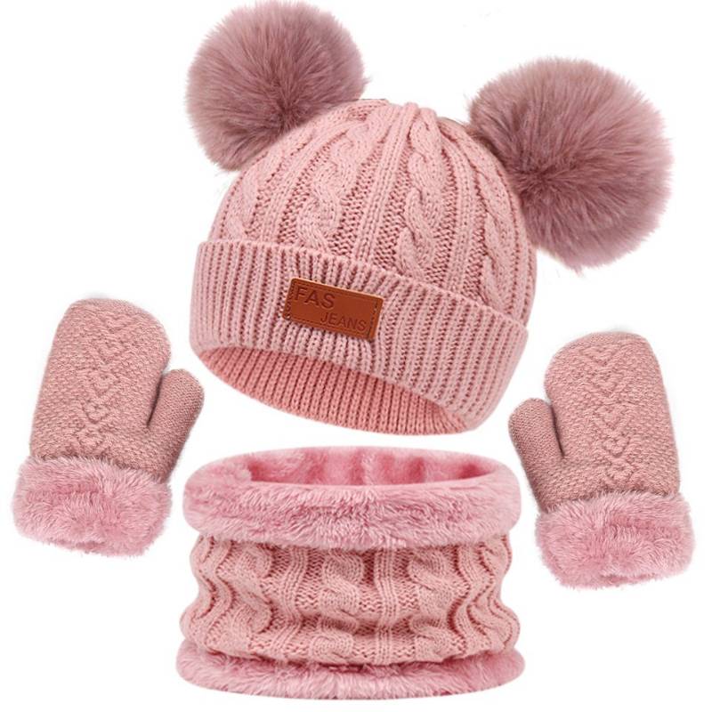 Coonoor Filzhut Kinder Mütze Schal Handschuhe Set (3-St) Niedliches Design Geeignet fur 1-4 Jahre alte Kinder Unisex von Coonoor