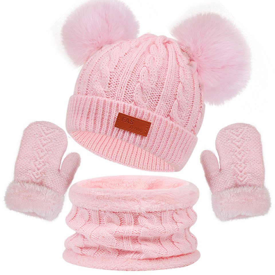 Coonoor Filzhut Kinder Mütze Schal Handschuhe Set (3-St) Niedliches Design Geeignet fur 1-4 Jahre alte Kinder Unisex von Coonoor