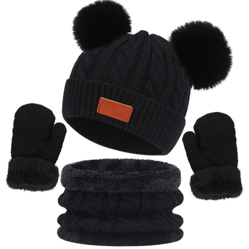 Coonoor Filzhut Kinder Mütze Schal Handschuhe Set (3-St) Niedliches Design Geeignet fur 1-4 Jahre alte Kinder Unisex von Coonoor
