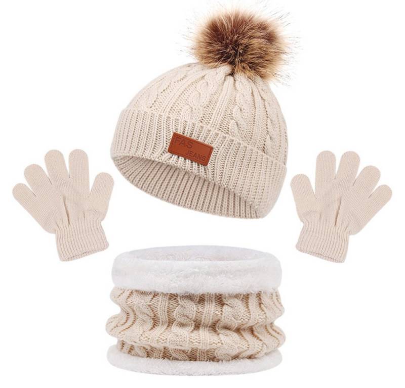 Coonoor Filzhut Kinder Strickmütze Winter Warme Schal Handschuhe Set für Kinder 1-5 Jahre von Coonoor