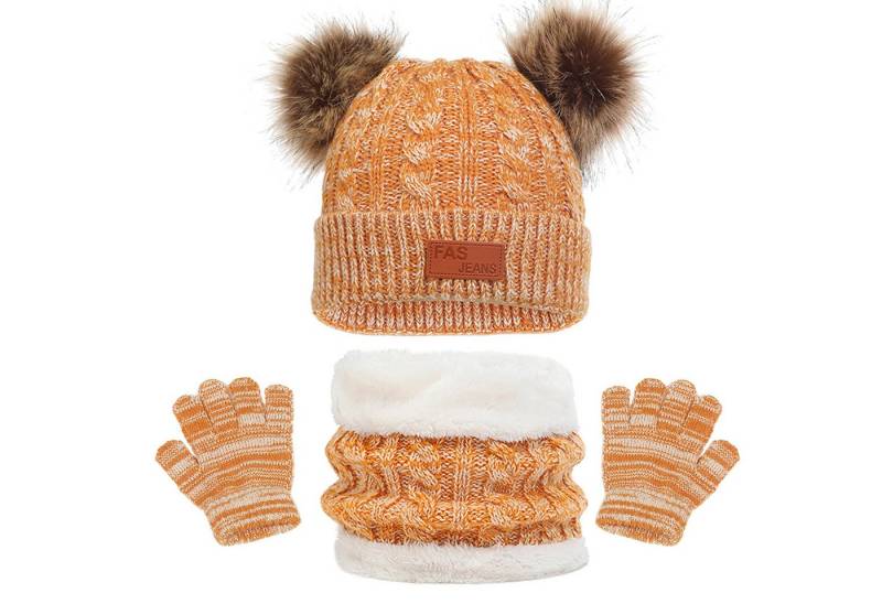 Coonoor Filzhut Kinder Strickmütze Winter Warme Schal Handschuhe Set für Kinder 1-5 Jahre von Coonoor