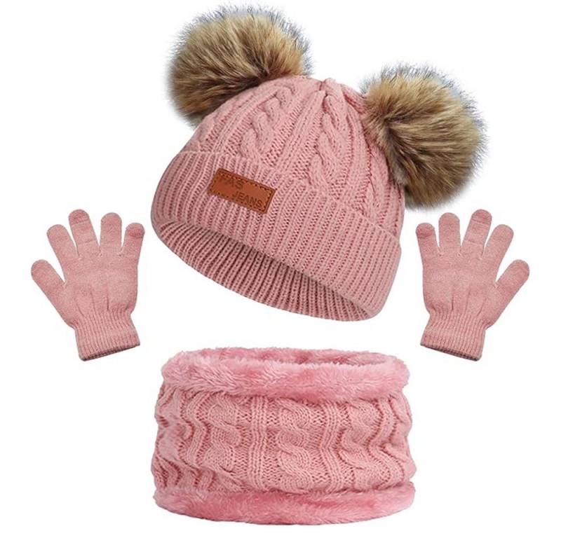 Coonoor Filzhut Kinder Strickmütze Winter Warme Schal Handschuhe Set für Kinder 1-5 Jahre von Coonoor