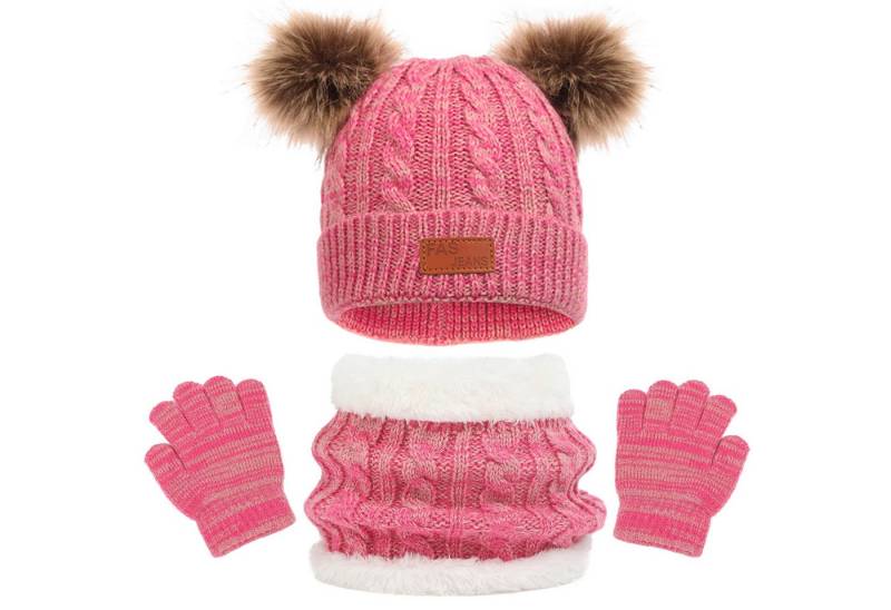 Coonoor Filzhut Kinder Strickmütze Winter Warme Schal Handschuhe Set für Kinder 1-5 Jahre von Coonoor