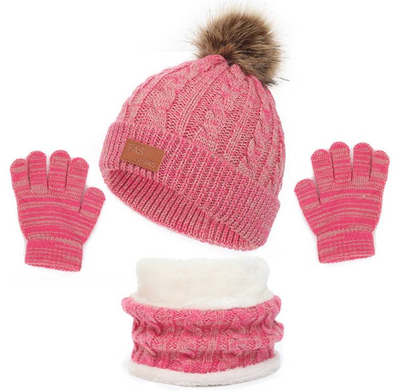 Coonoor Filzhut Kinder Strickmütze Winter Warme Schal Handschuhe Set für Kinder 1-5 Jahre von Coonoor