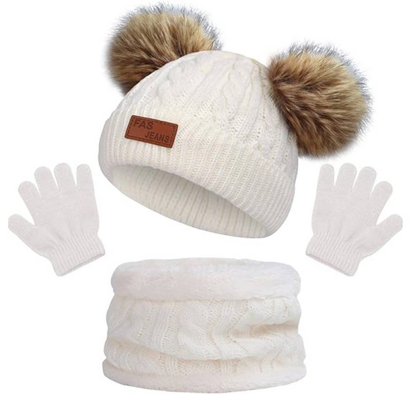 Coonoor Filzhut Kinder Strickmütze Winter Warme Schal Handschuhe Set für Kinder 1-5 Jahre von Coonoor