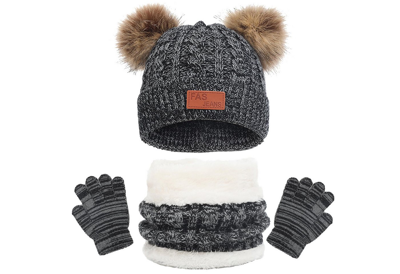 Coonoor Filzhut Kinder Unisex Strickmütze Winter Warme Schal Handschuhe Set für Kinder 1-5 Jahre von Coonoor
