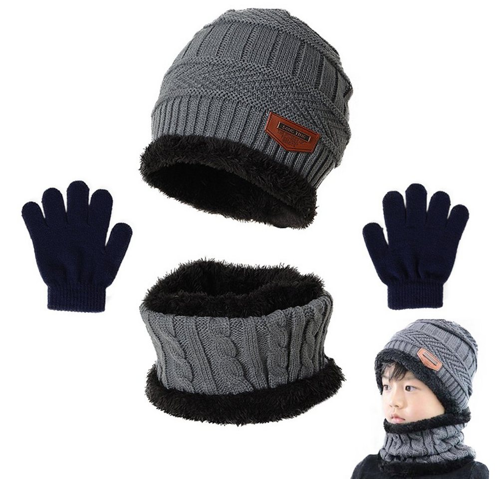 Coonoor Filzhut Kinder Wintermütze Schal Handschuhe Mädchen Strickmütze Set von Coonoor