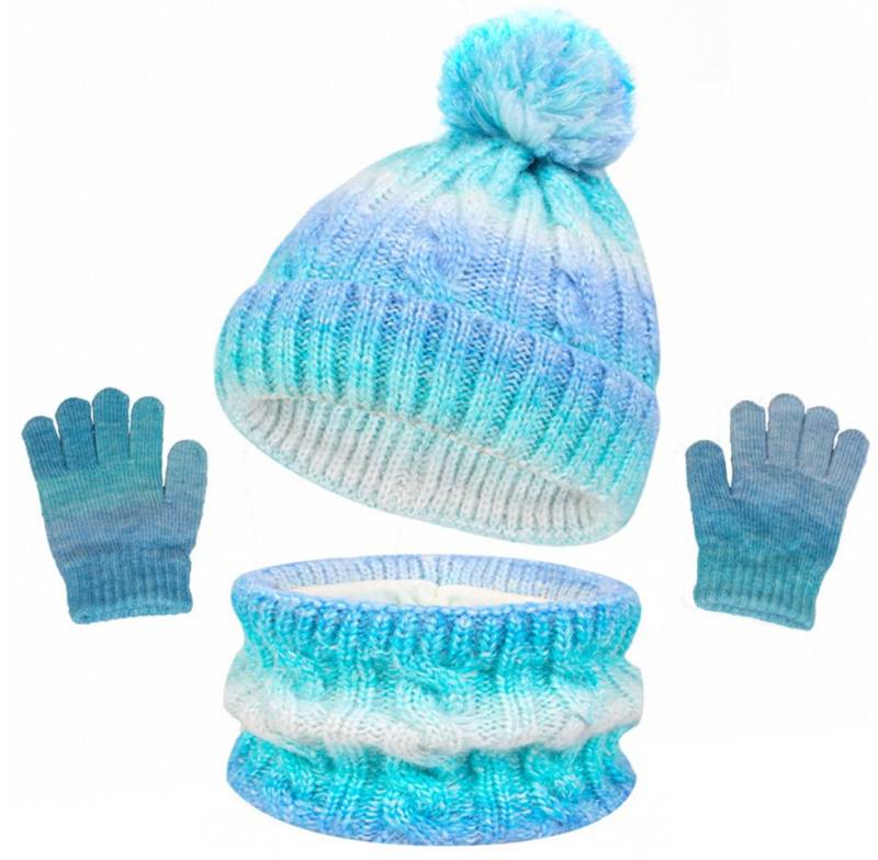 Coonoor Filzhut Winter Mütze Schal Handschuhe Set, Warme Strickmütze Rundschal Unisex von Coonoor