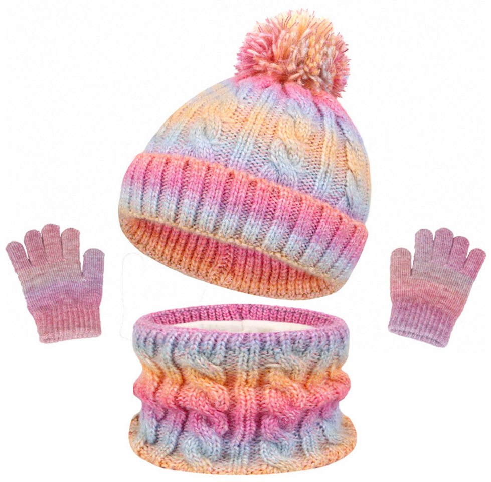 Coonoor Filzhut Winter Mütze Schal Handschuhe Set, Warme Strickmütze Rundschal Unisex von Coonoor