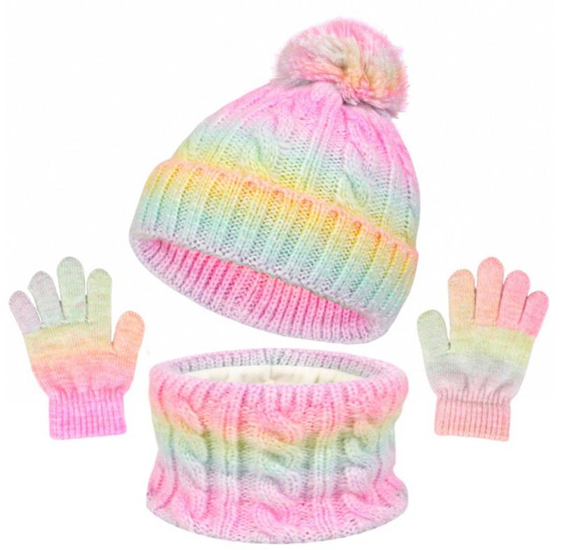Coonoor Filzhut Winter Mütze Schal Handschuhe Set, Warme Strickmütze Rundschal Unisex von Coonoor