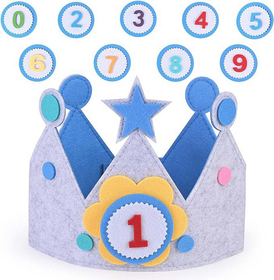 Coonoor Fleecemütze Geburtstagskrone Kinder,mit auswechselbaren Zahlen von 0-9 von Coonoor