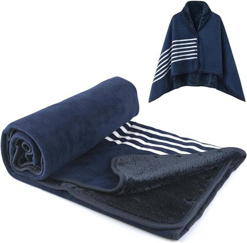 Coonoor Fleeceponcho Damen Poncho Fleece Tragbare Decke, Karierte Schoßdecke von Coonoor