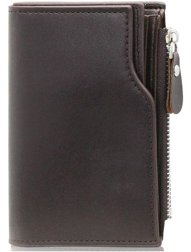 Coonoor Geldbörse Herren Geldbörse, dreifaches Lederportemonnaie (Mit Reißverschluss-Münzfach, mehreren Kartenfächern und ID-Fenster) von Coonoor