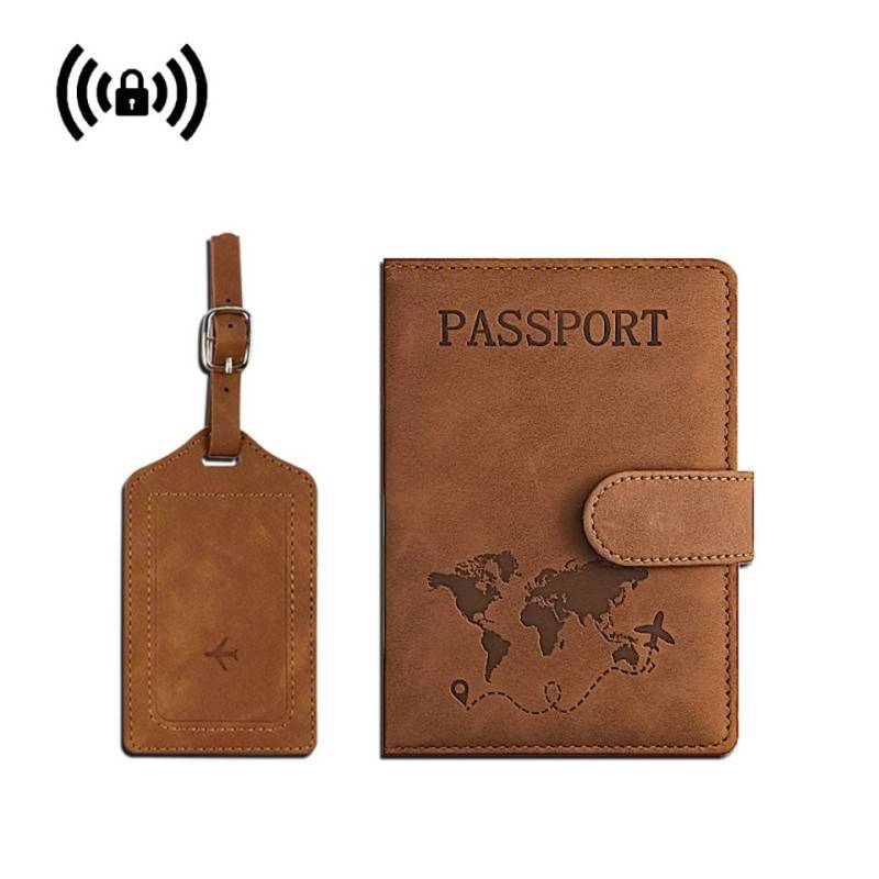 Coonoor Gepäckanhänger Reisepasshülle und Kofferanhänger Set, Kunstleder Reisepass Organizer mit Gepäckanhänger, Passport Cover Hülle mit RFID-Blocke von Coonoor