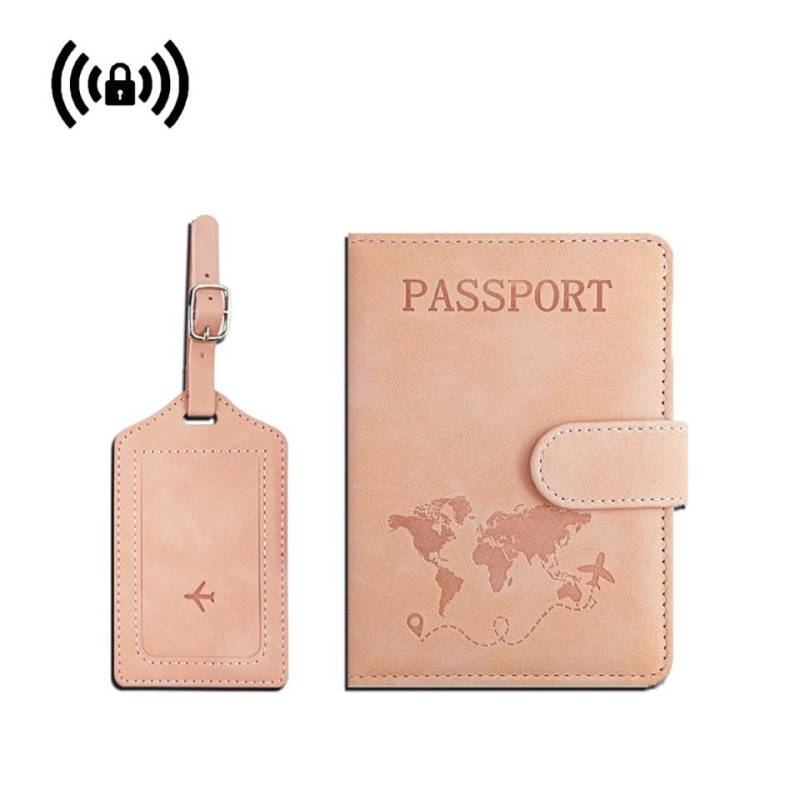 Coonoor Gepäckanhänger Reisepasshülle und Kofferanhänger Set, Kunstleder Reisepass Organizer mit Gepäckanhänger, Passport Cover Hülle mit RFID-Blocke von Coonoor