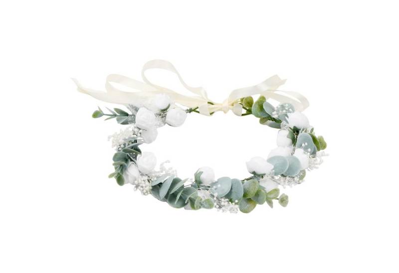 Coonoor Haarband Verstellbares Blumenkranz Haarband Haarreif, Weiß Blumen Haarkranz, 1 Stück, Erstkommunion und Hochzeit - Mädchen Blumenkranz Haarschmuck, Das verstellbare Band passt sich verschiedenen Kopfgrößen an von Coonoor