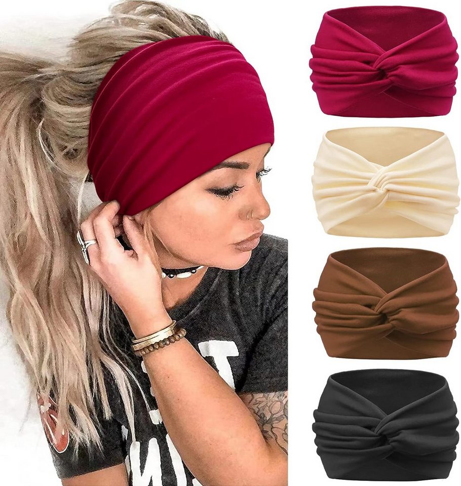 Coonoor Haargummi 4 Stück Stirnbänder Damen Boho Breite Haarband Weiche Stirnband Coonoor Haargummi 4 Stück Stirnbänder Damen Boho Breite Haarband Weiche Stirnband von Coonoor