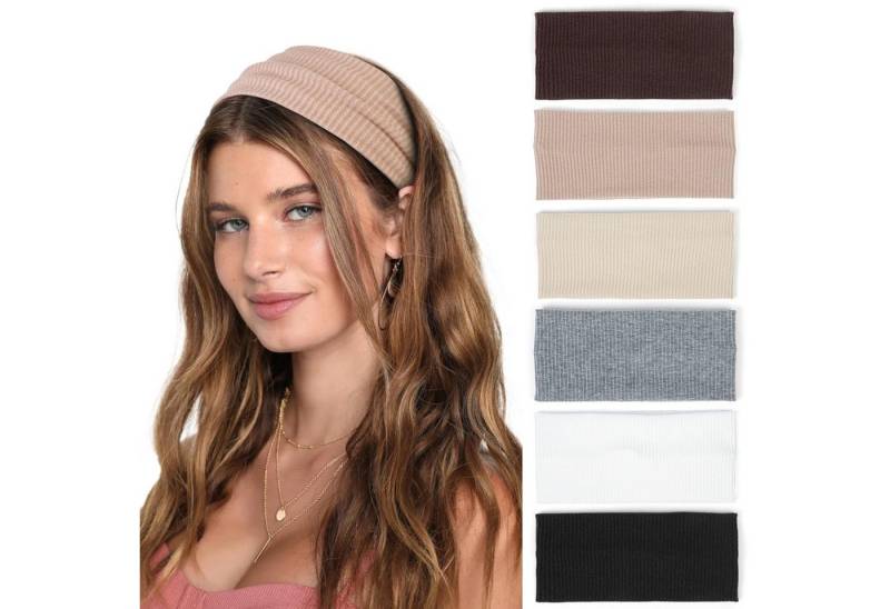 Coonoor Haargummi 6 Stück Stirnbänder Damen Boho Breite Haarband Yoga Stirnband von Coonoor