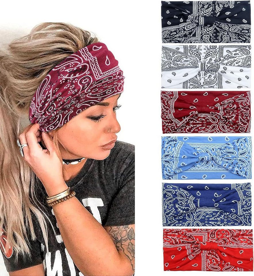 Coonoor Haargummi 6 Stück Stirnbänder Damen Boho Breite Haarband Yoga Stirnband Coonoor Haargummi 6 Stück Stirnbänder Damen Boho Breite Haarband Yoga Stirnband von Coonoor