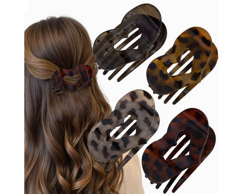 Coonoor Haarspange 4 Stück Haarklammern für Damen, Französisches Haarspangen Damen, Haarklammer Gebogenes Design,Flat Claw Clip, 4-tlg., für Dünnes Haar und Dickes Haar von Coonoor